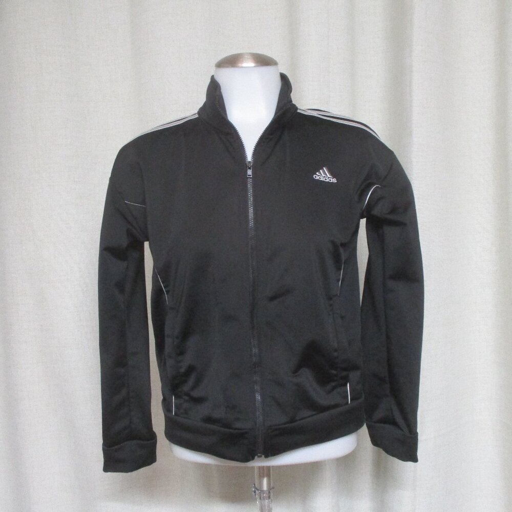 ADIDAS black sporty mirrored sport striped jacket Kids
